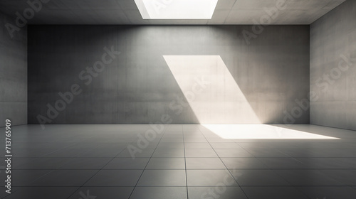 abstract of concrete interior space with sunlight from a window. industrial 3D render