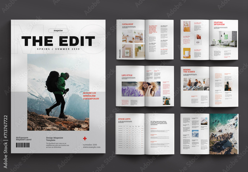 Multi Image Magazine Layout Multipurpose Magazine Layout Stock Template | Adobe Stock