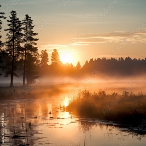 Misty nice morning sunrise images Generative AI © MiltonKumar