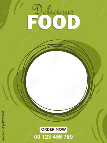 Restaurant food menu social media marketing web banner. Pizza, burger or hamburger online sale promotion video thumbnail. Fast food website background. Food flyer with logo and business icon.