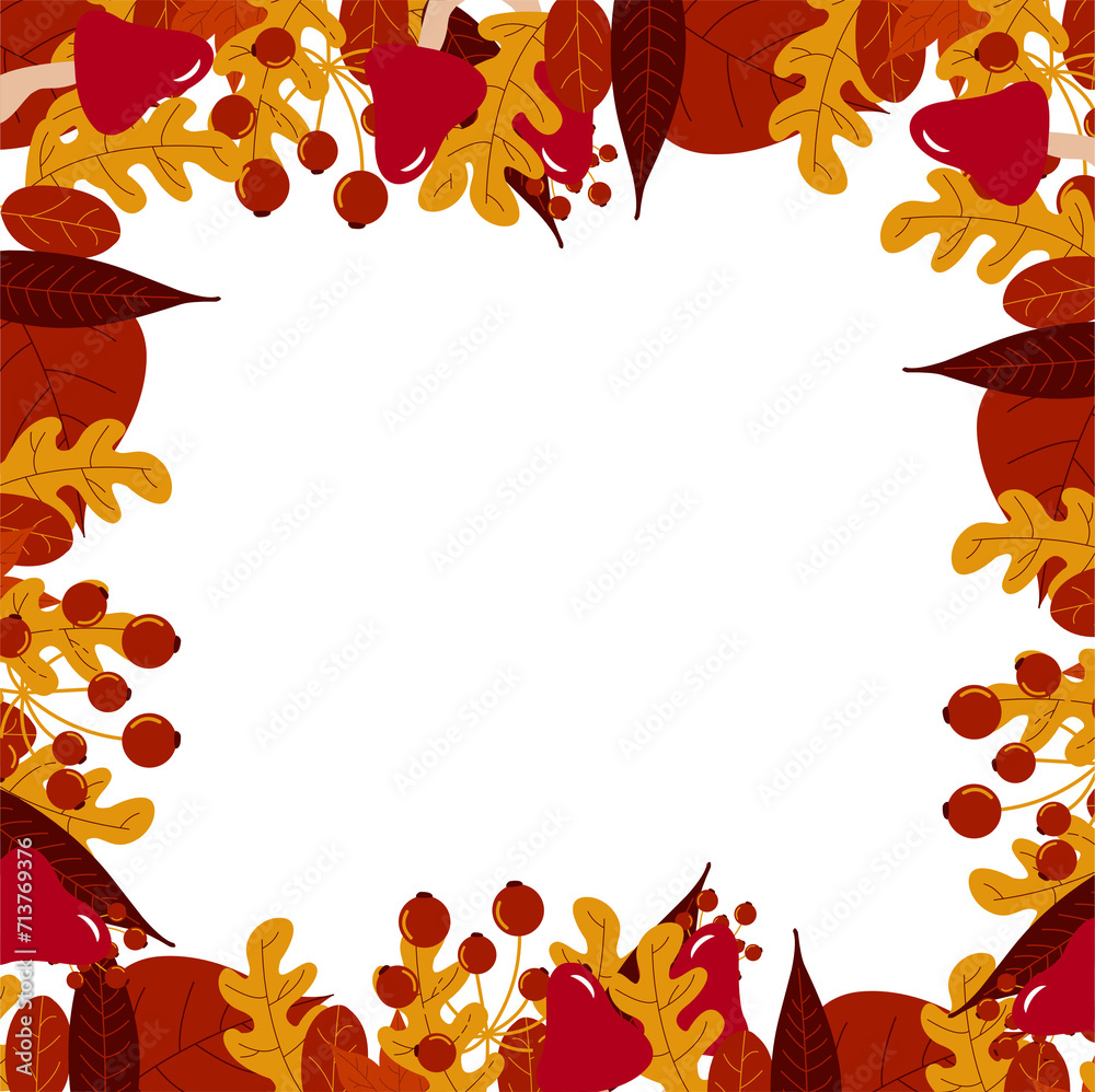 Autumn Leaf,Mushroom, and Berry Frame Autumn Leaf,Mushroom, and Berry Frame