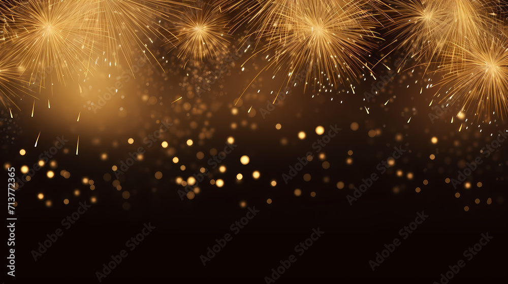 Fototapeta premium Happy New Year, burning fireworks with bokeh light background