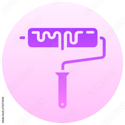 paint roller round gradient vector icon