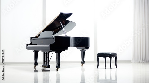 Piano on color background and space for ads text photo