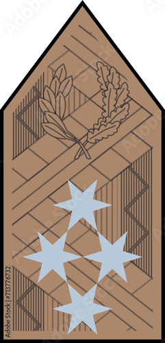 Shoulder pad military officer mark for the VEZÉREZREDES (GENERAL) insignia rank in the  Hungarian Ground Forces