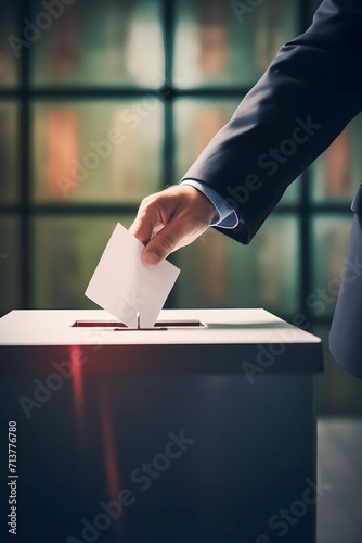 hand inserts election ballot into ballot box