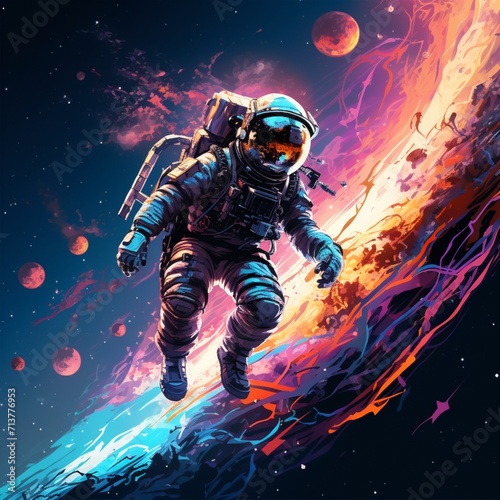 Nice graphic astronaut space images Generative AI © MiltonKumar