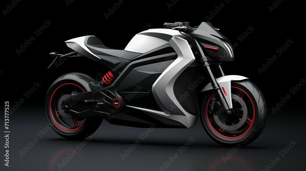 Electric motorcycle isolated on black background