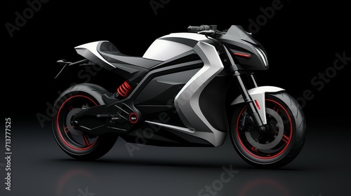 Electric motorcycle isolated on black background