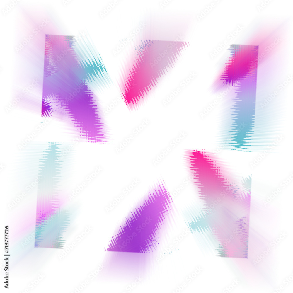 An abstract cut out transparent iridescent color streak blur design element.