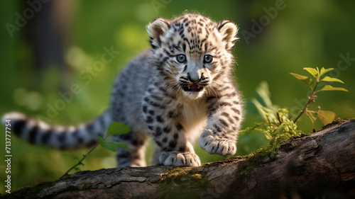 Single snow leopard cub