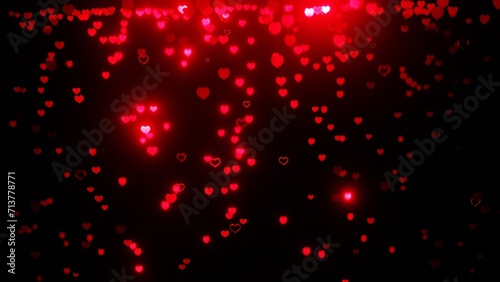 Red particles background with Hearts, Glowing heart particles light background, heart particles light background., Valentine day background, 