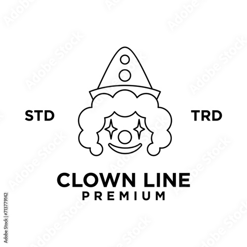clown line head face logo icon design illustration