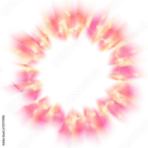 An abstract cut out transparent iridescent color streak blur design element.