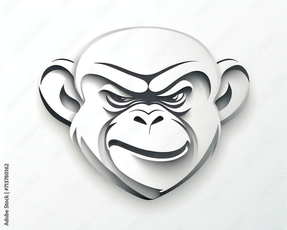 Monkey head, drawing illustration Monkey head, drawing illustration