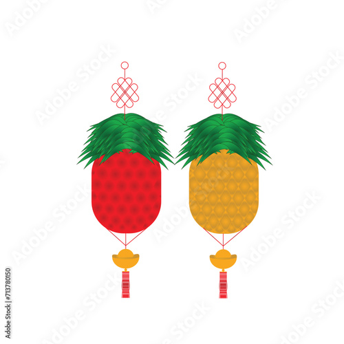 Chinese New Year lantern, pineapple lantern, Chinese New Year, Tenglang  Vector