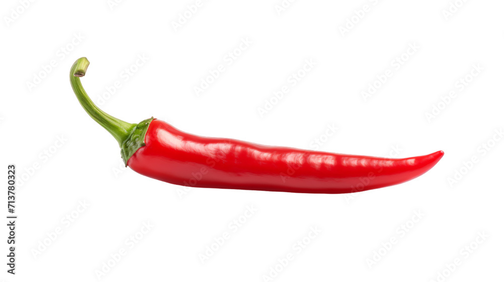 Spicy red hot chili pepper isolated without background, transparent PNG, Horizontal red chili,Red hot chili pepper close-up