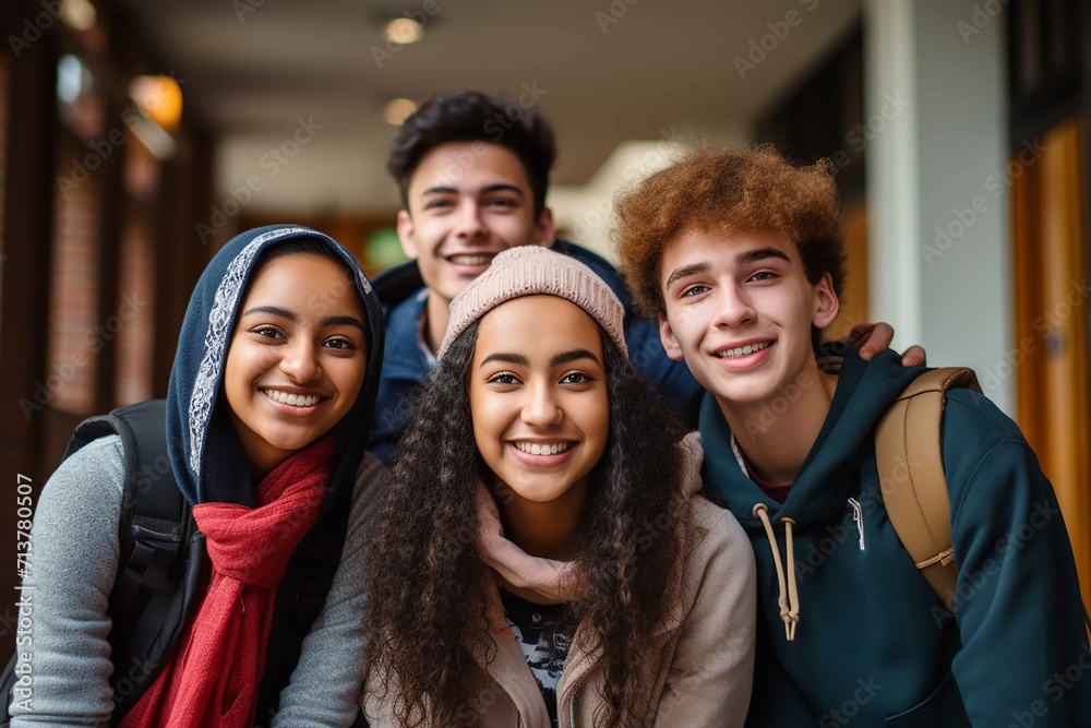 Picture of multicultural high school students, happy Picture of multicultural high school students, happy