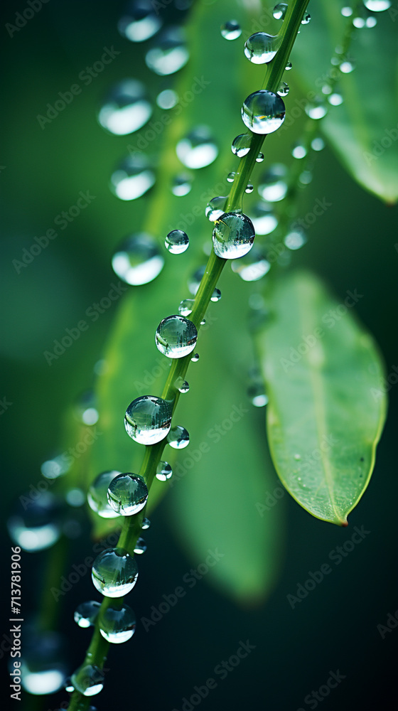 Falling raindrops photographed with a super telephoto lens Generative Ai