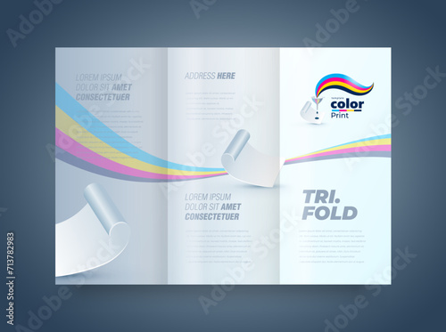 CMYK Print Polygraphy Theme Trifold Cover design template vector