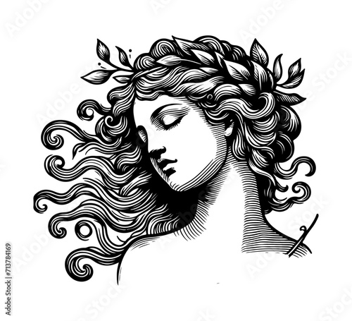 Greek Goddess Aphrodite hand drawn vintage vector photo