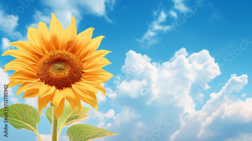 Close up sunflower with blue sky background