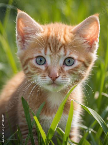 Cute Kitten in grass photography
