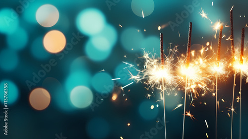 Beautiful creative holiday background with fireworks and sparkles