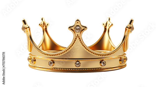 golden Christian crown isolated on the white, crown with crosses and diamonds, Golden crown isolated on transparent background. 