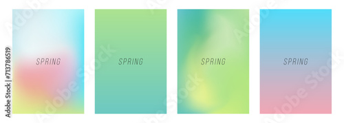Set of Springtime color backgrounds with soft color gradients and blurred effect for Spring season creative graphic design. Vector illustration.