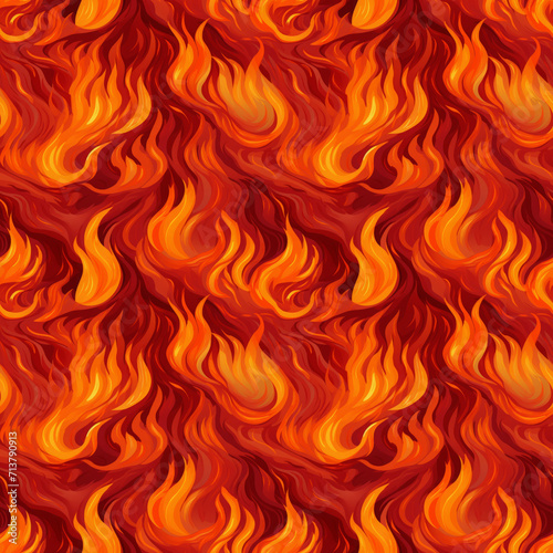 seamless pattern of fire painting in the style of vibrant cartoonish  digital painting  flowing brushwork  detailed backgrounds  dramatic colors  painterly style. attractive flame wallpaper.