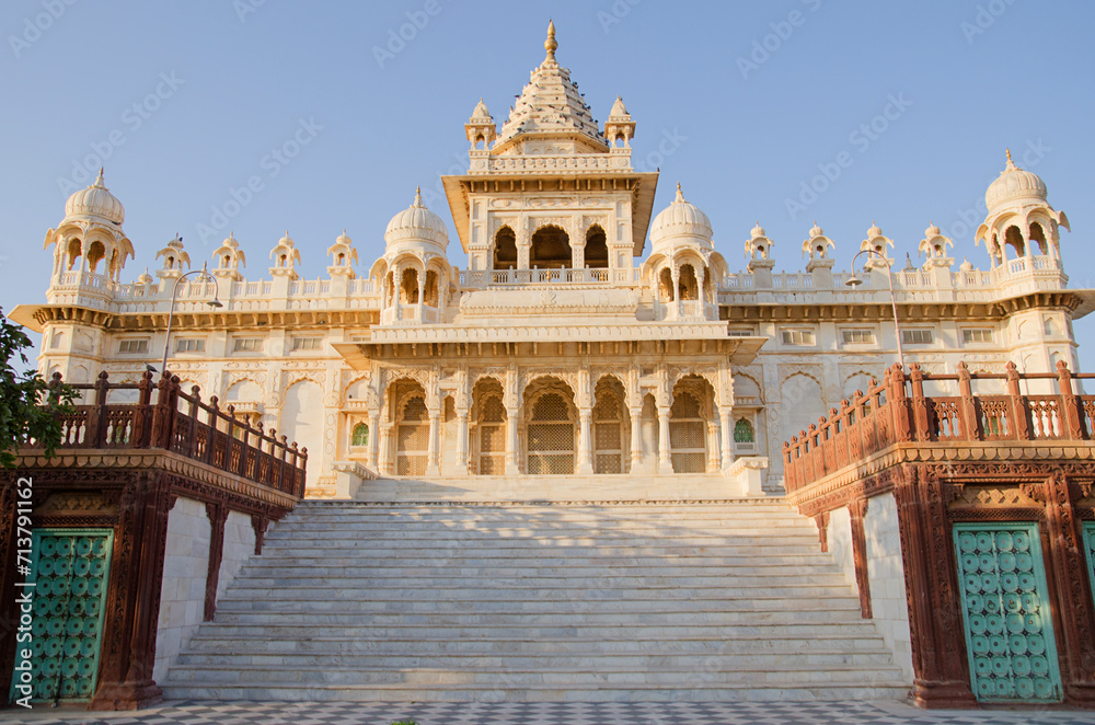 Fototapeta premium Jaswant Thada near Mehrangarh Fort, Jodhpur, Rajasthan, India, Asia. Background. Backdrop. Wallpaper.