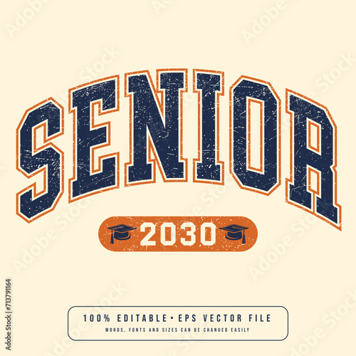 Lettering Class of 2030 for greeting, invitation card. Text for graduation design, congratulation event, T-shirt, party, high school or college graduate. Illustration photo