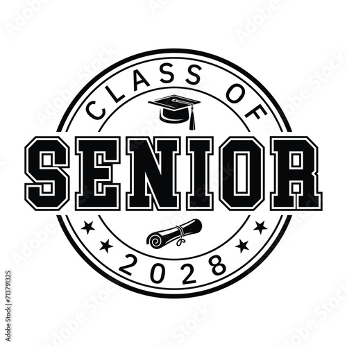 Lettering Class of 2028 for greeting  invitation card. Text for graduation design  congratulation event  T-shirt  party  high school or college graduate. Illustration