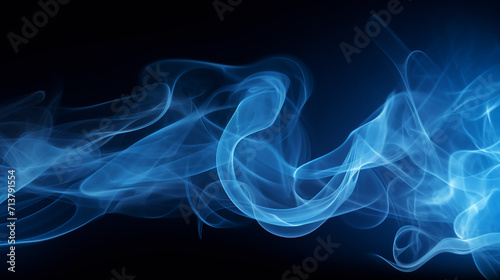 blue light effect with smoke on black background 3d rendering