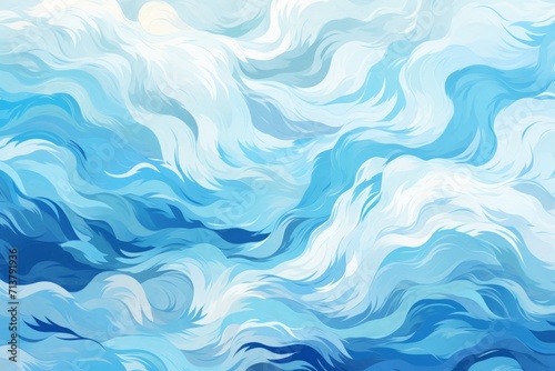 blue oceans background, swirling water, abstract ocean swell or wave. colorful turbulence, environmental awareness, freehand painting. underwater blue abstract wave artwork. photo