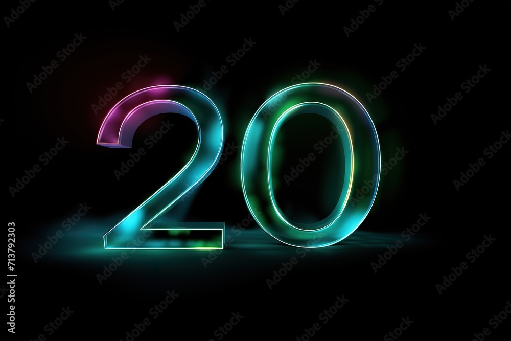 Neon number on black background. Learning numbers, serial number, price, place. Generative AI Neon number on black background. Learning numbers, serial number, price, place. Generative AI