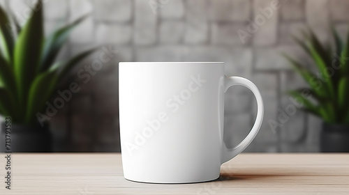 White coffee cup mug on a table mock-up