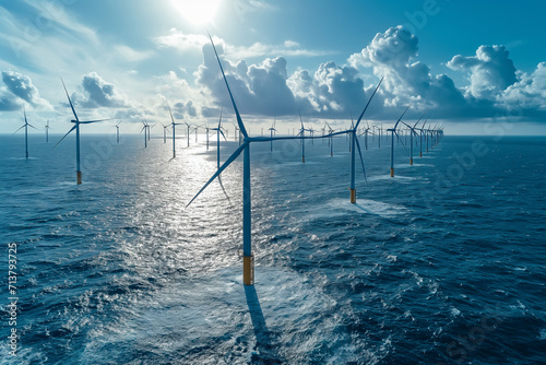 Offshore wind farm in sea. photo