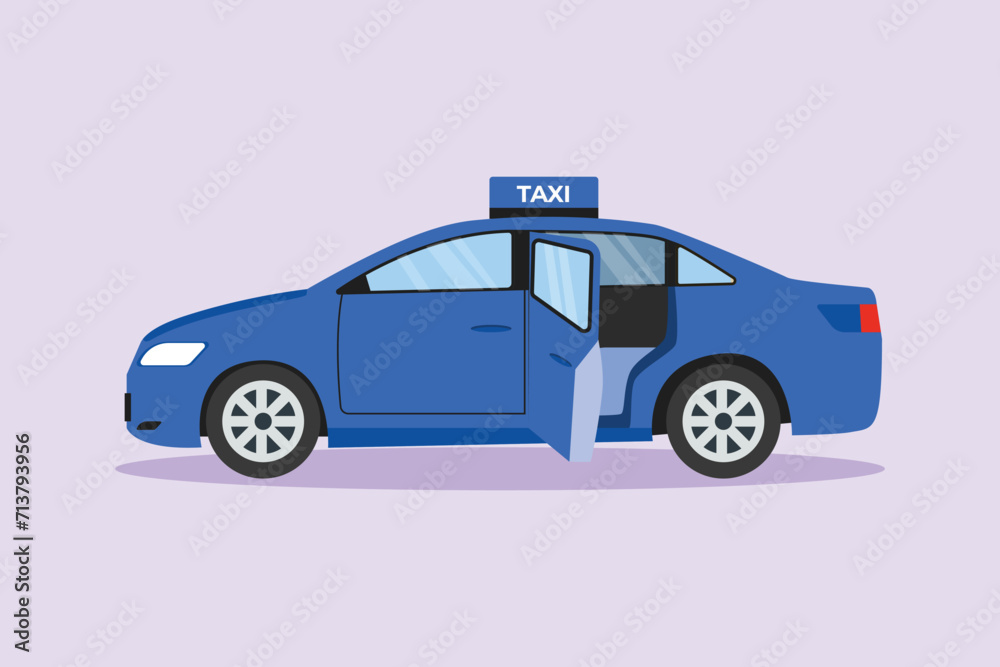 Public service transportation concept. Colored flat vector illustration isolated.