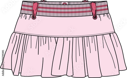 KID GIRLS BOTTOM WEAR SKIRT VECTOR ILLUSTRATION