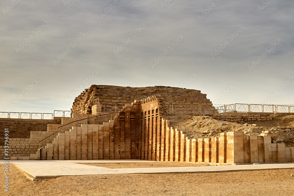 View to the South-West corner of Djoser Pyramid Complex with the South Tomb of the royal Ka, Saqqara, Egypt