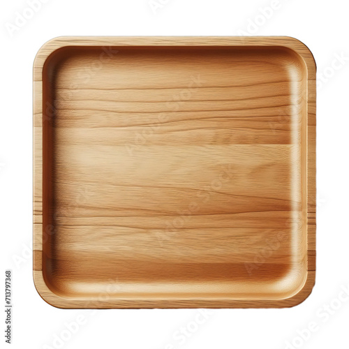 Wooden tray isolated on transparent background, png
