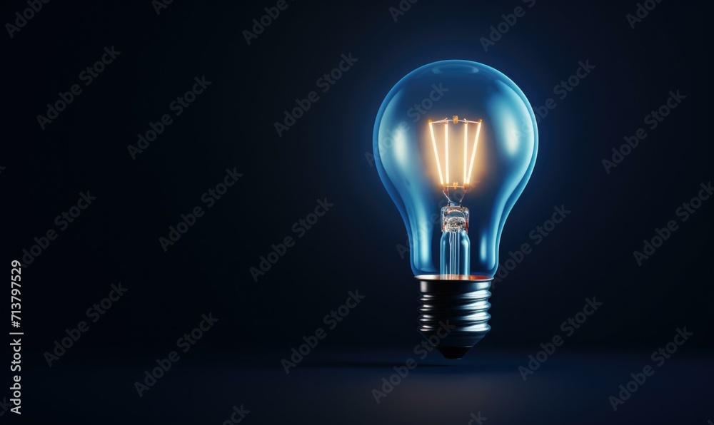A light bulb is glowing in the dark. Generative AI. A light bulb is glowing in the dark. Generative AI.
