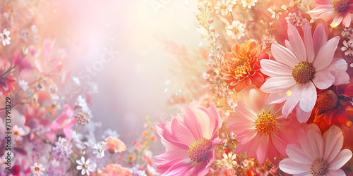 Autumn Abstract Composition with Dahlias and Daisies in Vase, Autumn abstract composition with flowers of dahlias and daisies in a vase on blurred bokeh background 