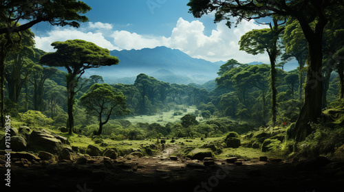tropical forest with clouds