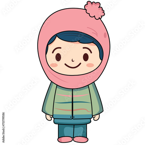 kids moslem hijab vector design illustration