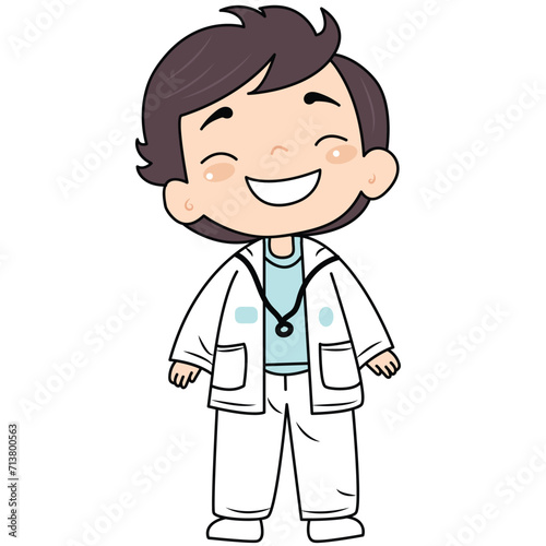 cute a kids doctor vector design illustration