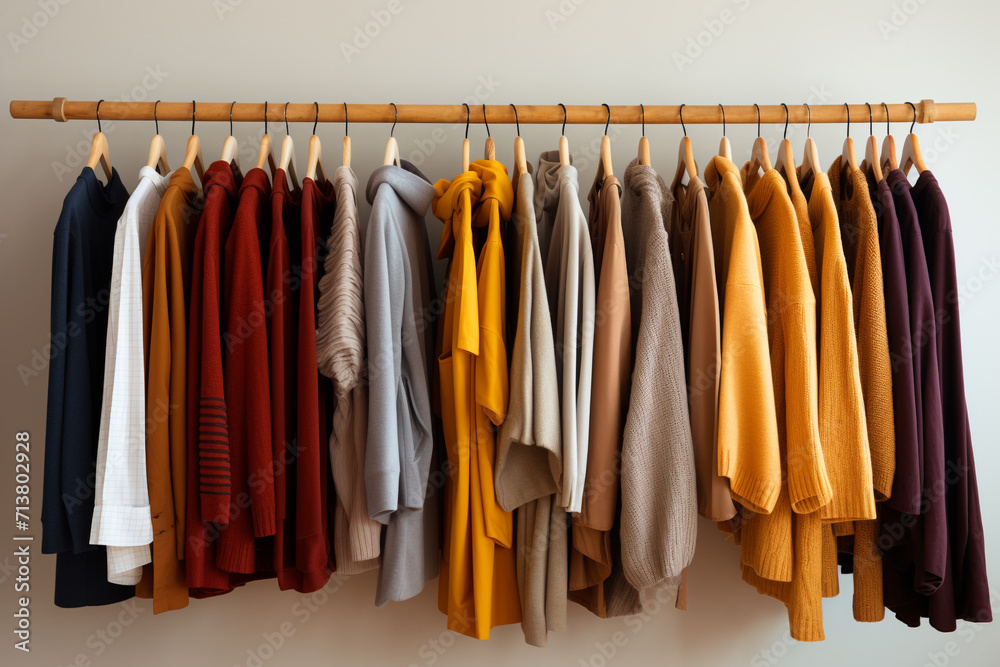 Color clothes in wardrobe