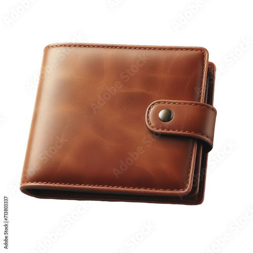 Brown Leather Wallet isolated on transparent background, png